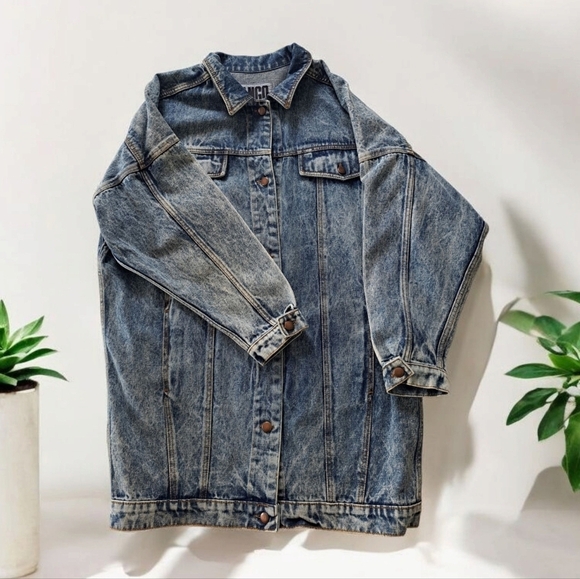 Tango Vintage Style Washed Denim Jacket Or Dress Marble Acid Wash Coat Unisex - Picture 3 of 13